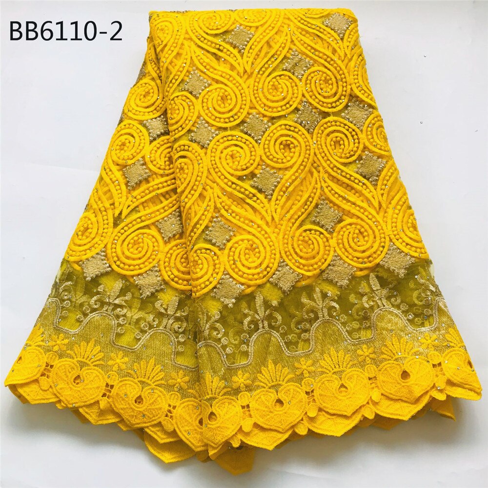 White and gold embroidered fabric African heavy lace fabric french net Heavy African 5 yards