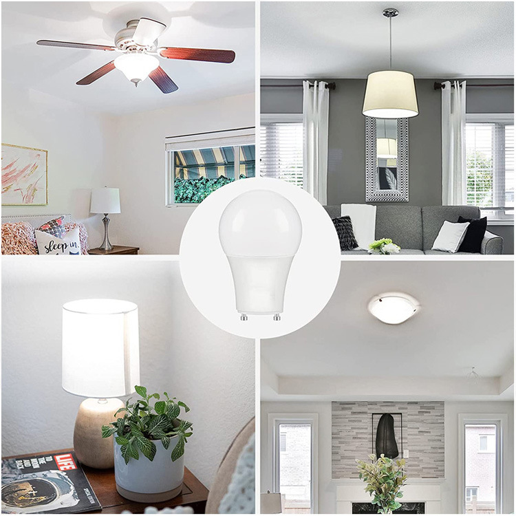 GU24 LED Light Bulb 5000K Daylight 9W A19 Shape GU24 LED Bulbs Twist and Lock GU24 Pin Base Non-Dimmable Replace 13W CFL Light