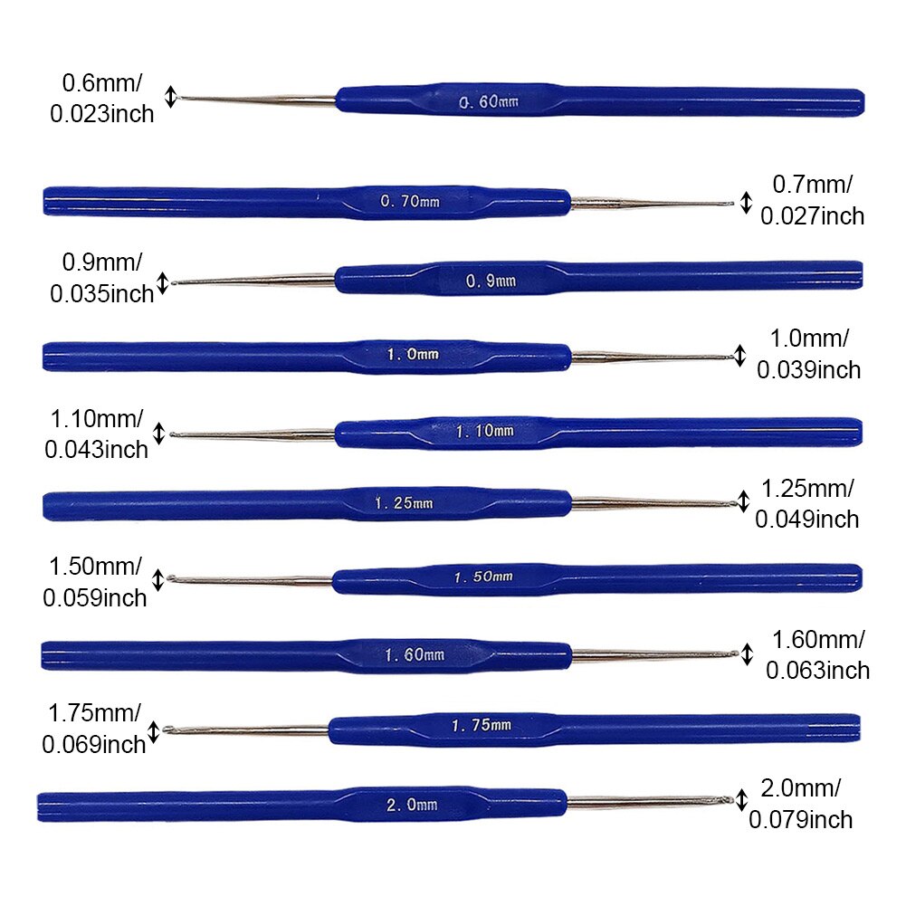 10pcs DIY Craft Portable For Beginner Knitting Needle Ergonomic Easy Use Aluminum Crochet Hook Set Long Handle