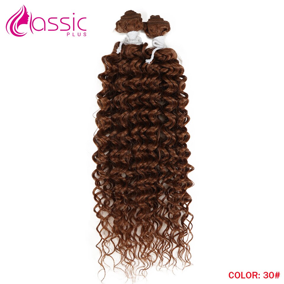Afro Kinky Curly Synthetic Hair Bundles Brown Deep Wave Hair Extensions 2Pcs/Lot 26Inch Weave Hair Heat Resistant Classic Plus: 30