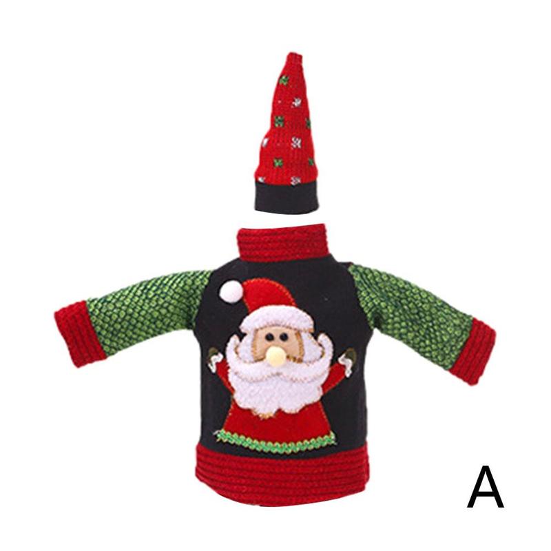 Pull moche noël bouteille de vin couverture 3 Style nouvelle décoration bouteille Festival sur bouteille couverture noël année le Suppli B3F1: A