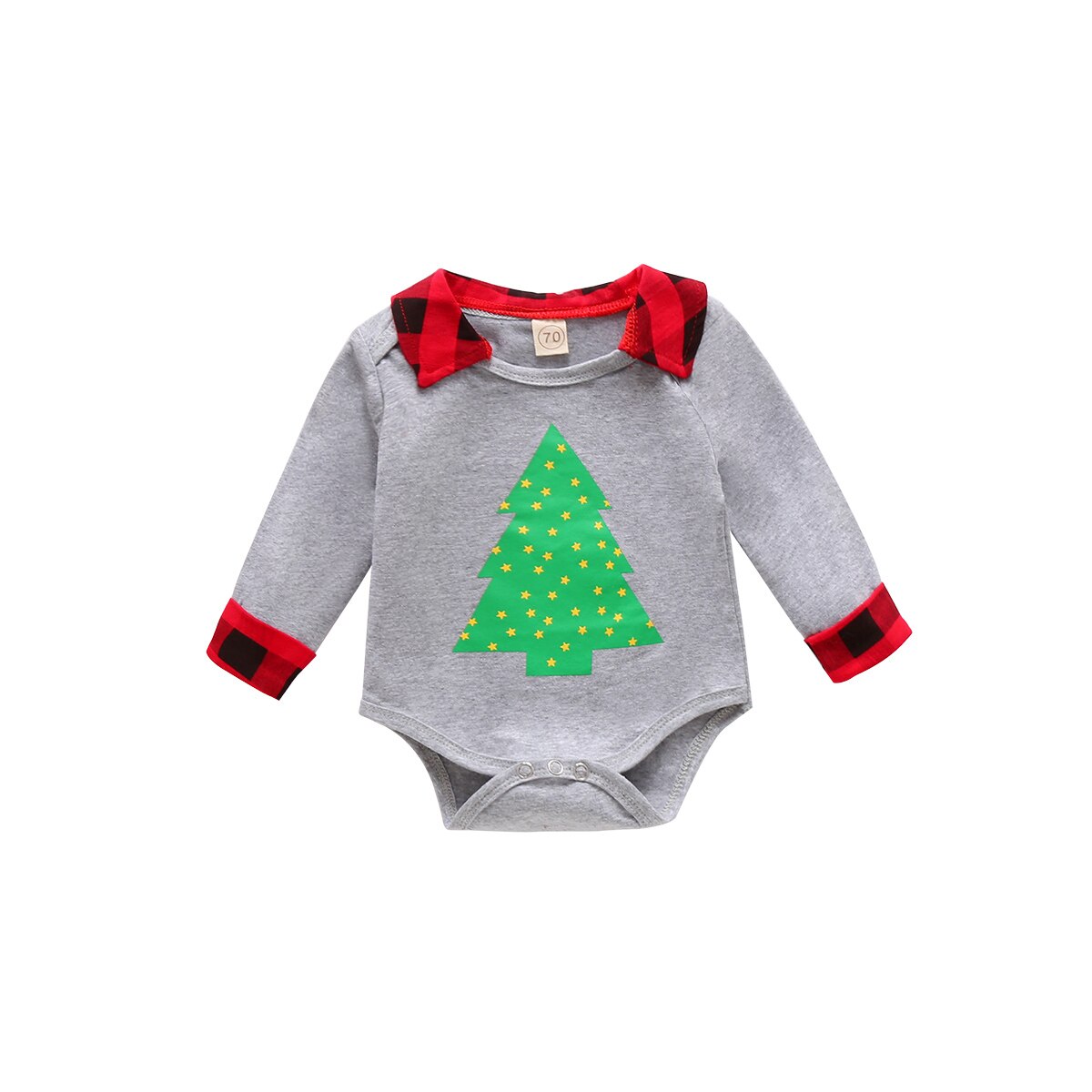 Kerst baby jongens bodysuit boom kerstman print lange mouw revers romper casual: A / 18m
