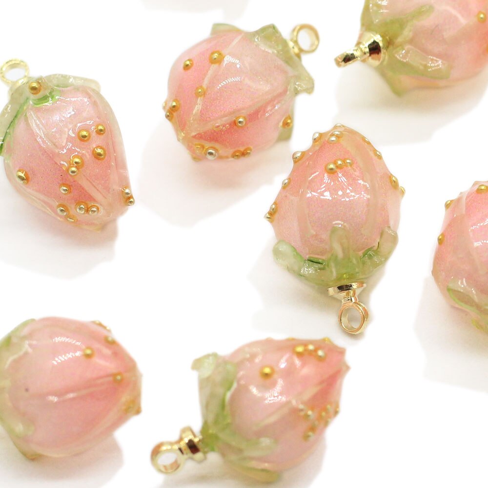 Breloques en résine à fleurs roses, 20/50 pièces, artisanat 3D, classique en forme de lanterne, pour fête à domicile, magasin de bijoux, ornement,