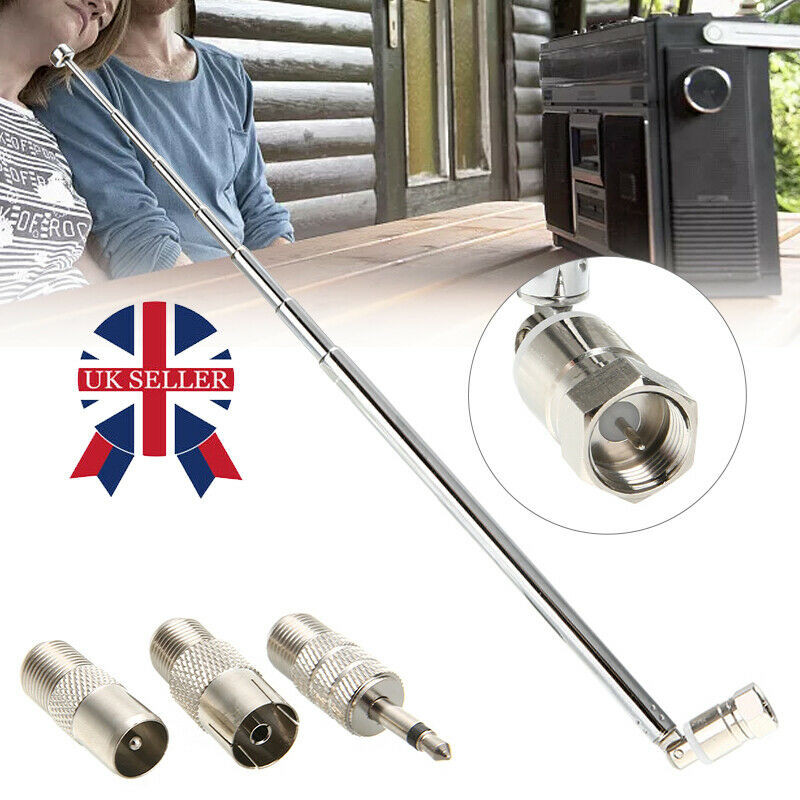 Neue Teleskopantenne DAB FM-Radioantenne mit 3 Adaptern HiFi AV-Receiver Mini-System 3,5-mm-Adapter FM-Radio Kupferantenne