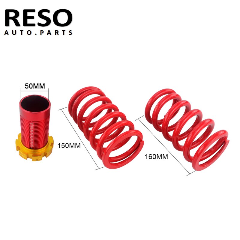 RESO- Lowering Scaled Adjustable Suspension Coilover Red Springs For 88-00 Honda Civic EG EJ EK