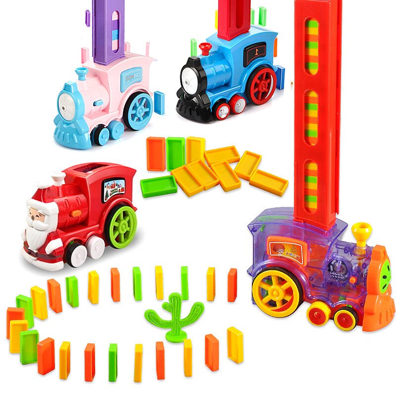 Dominos voiture électrique modèle Juguetes véhicule éducatif maison jouets blocs Train Domino jeu pour enfants garçon fille