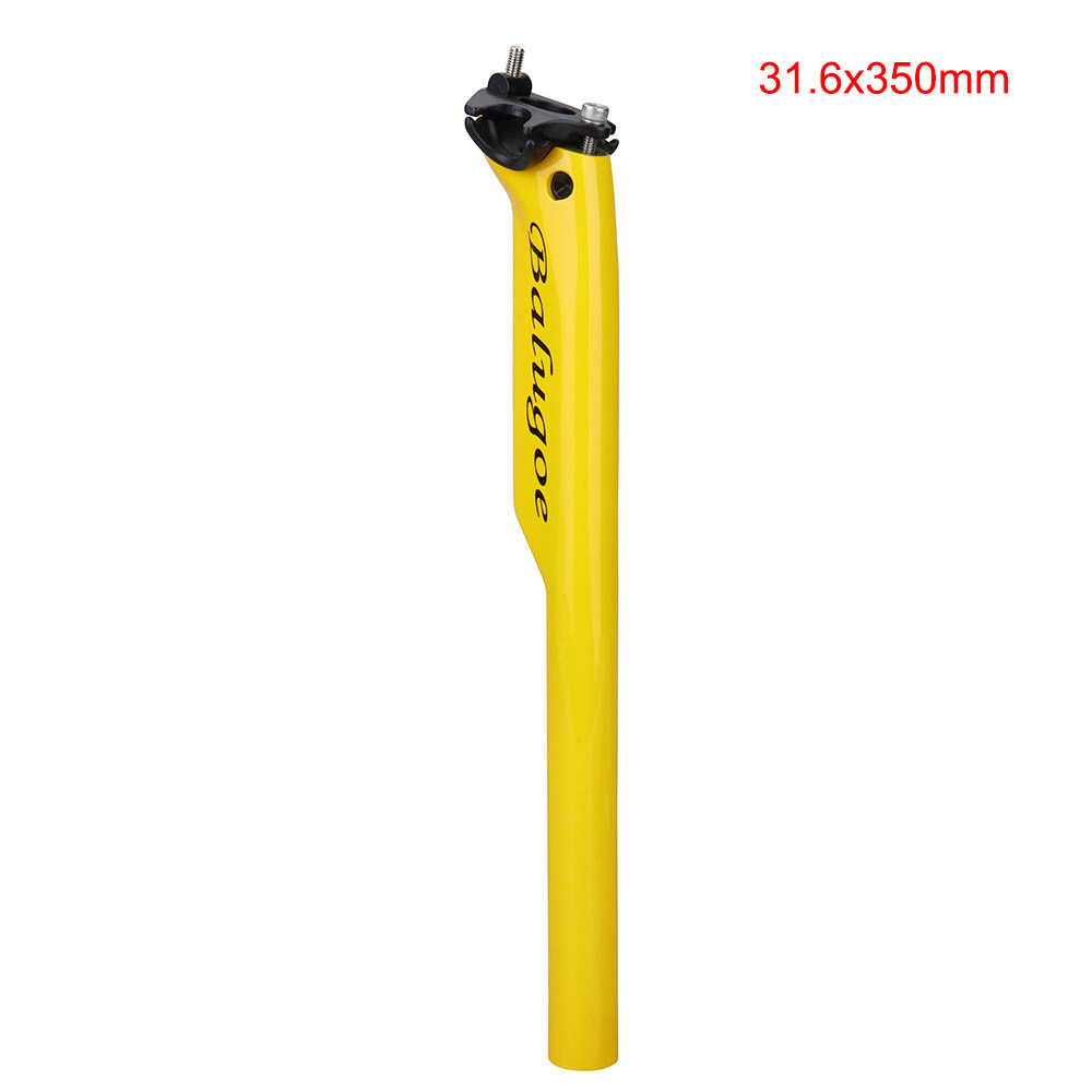 Balugoe Mtb 3K Carbon Fiets Zadelpen Zadelpennen Fiets Koolstofatomen Zadelpen Racefiets Zadelpen 27.2/30.8/31.6*350Mm Offset Tegenslag: Yellow 31 6x350