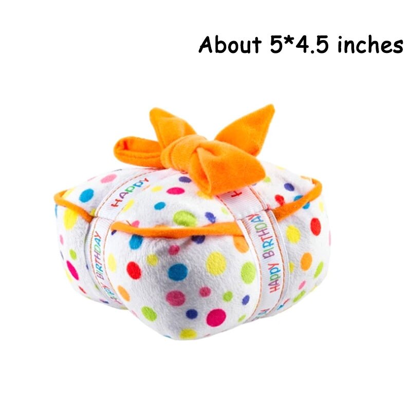 Pet Dog Toy Cute Birthday Cake Squeaky Toys Bite Resistant Bone Shape Stuffed Toy Cat Puppy Chew Toy Interactive Dog Accessories: Birthday Cake