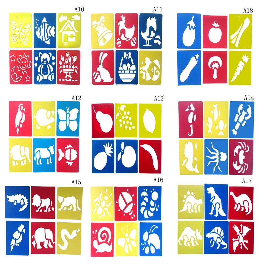 Bambini che imparano lo strumento di arte 6Pcs bambini Multi righelli di plastica a forma di pittura modello di disegno Stencil bambini giocattolo di disegno colorato