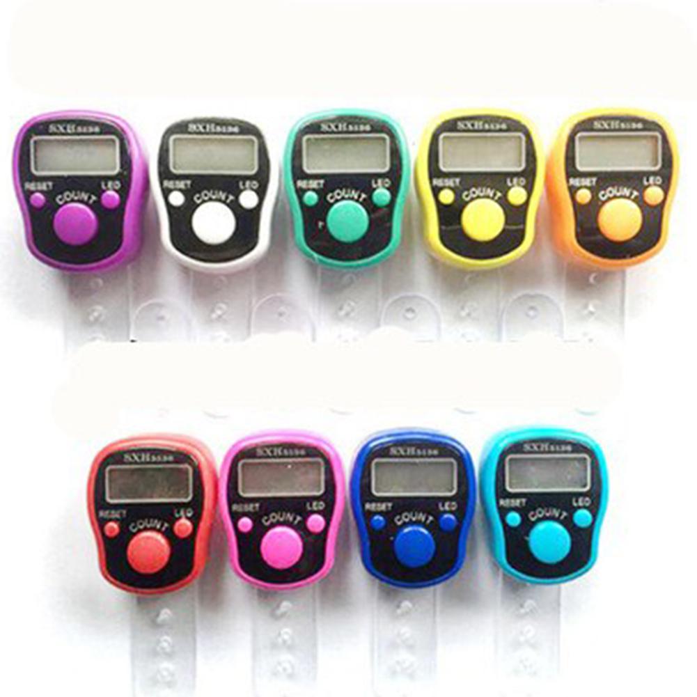 1pcs Portable Electronic Digital Counter Mini LCD Hand Held Finger Ring-type Tally Counter Random Color