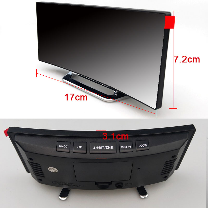 Alarm Clock Digital Large Curved Screen LED Mirror Clock Snooze Function USB Charging Suitable for Living Room Bedroom