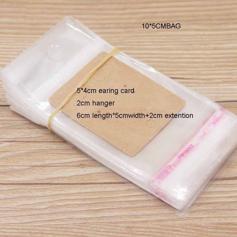 100PCS Storage Bags Transparent Self Adhesive Resealable Clear Poly Bags Packaging opp Bag jewelry card matching opp bags: 10x5cm