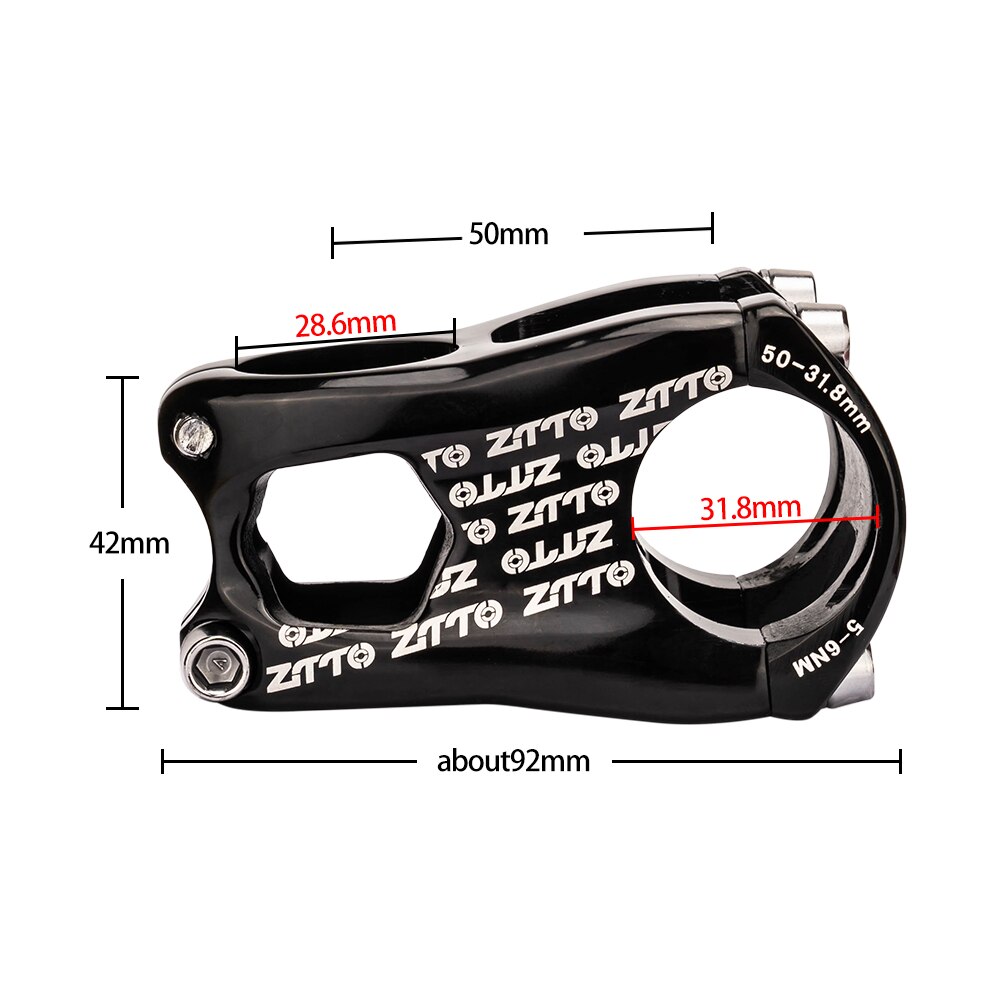 ZTTO MTB Bike Stem 50mm 31.8mm High-Strength CNC 0 Degree Rise Stems Ultralight Stem for XC AM FR Enduro Mountain Bike Bicycle