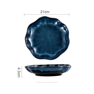 NIMITIME Nordic Ceramic Tableware Household Plates And Dish Set Simple Rice Bowl saucer dishes: 21cm deep plate