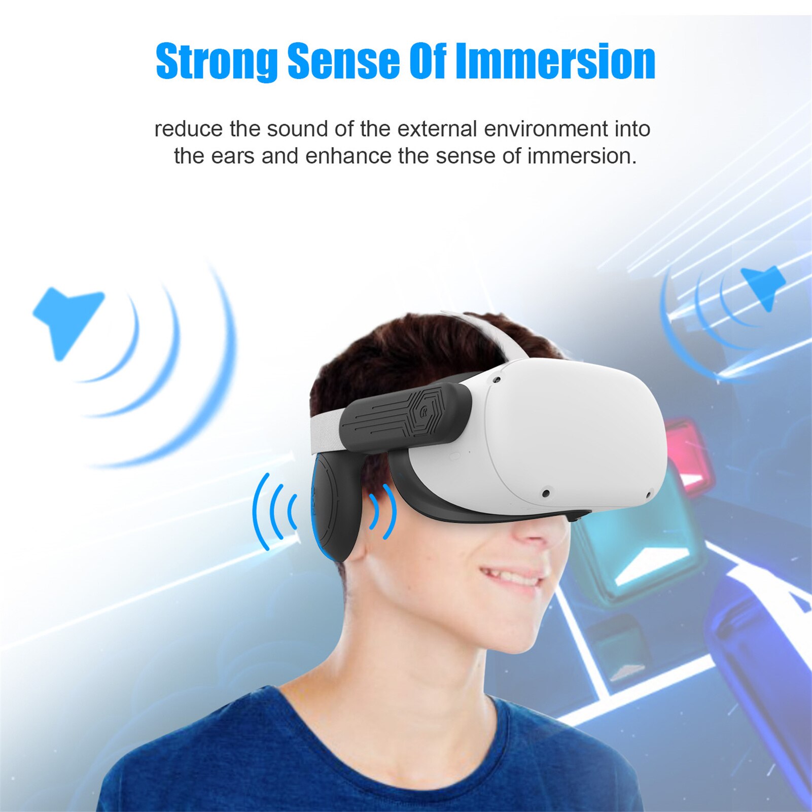 Silicone Ear Muffs For Oculus Quest 2 VR Headset Enhancing Sound Solution Noise Reduction Earmuffs For Quest 2 VR Accessories