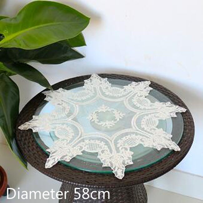 Napperon de table en dentelle 8 motifs, napperon rond de noël en tissu, tasse de mariage, dessous de verre, serviette de cuisine: White 5