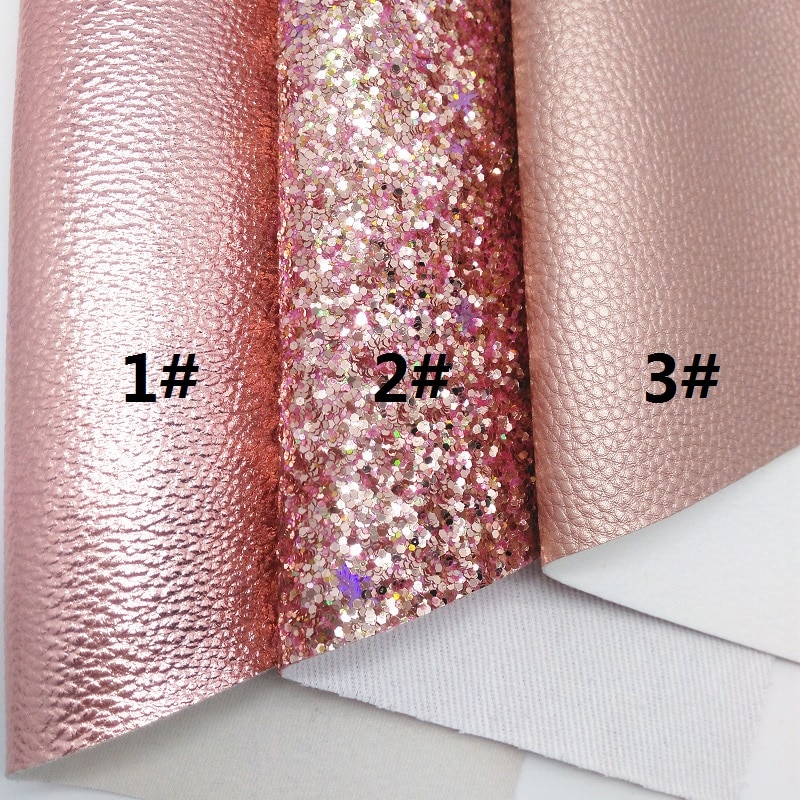Roségouden glitterstof, litchi imitatieleerstof, synthetisch leer voor strikken  a4 8 " x11 " twinkelende ming  xm147