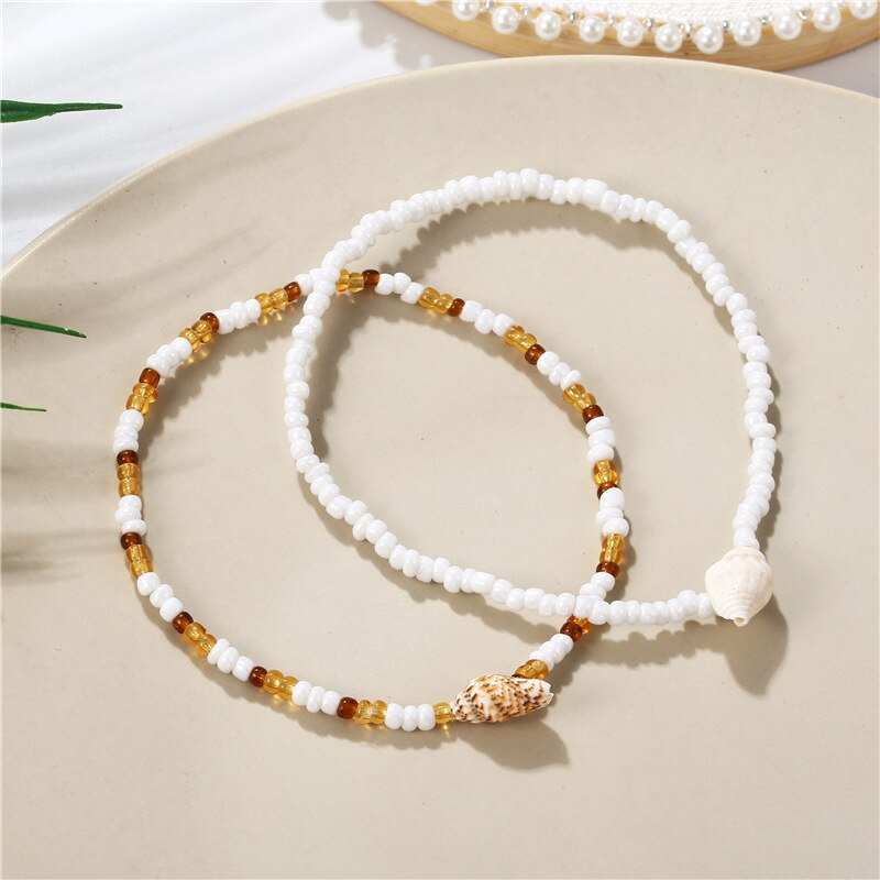 Boho schelp schelp touw enkelbandjes voor vrouwen delicate schelp bedel enkelband strand blote voeten armband enkel been ketting voet enkelbandjes sieraden