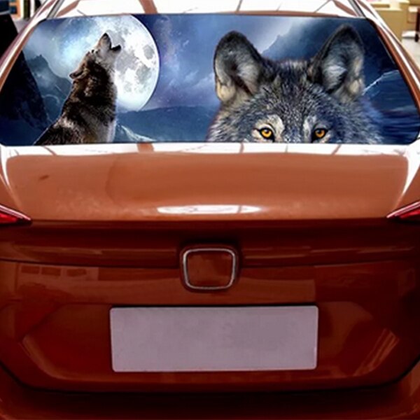 Autocollant de loup pour camion Jeep Suv, autocollant de pare-brise arrière 3D, décor d'affiche en verre de fenêtre arrière 57.9x18.1 pouces