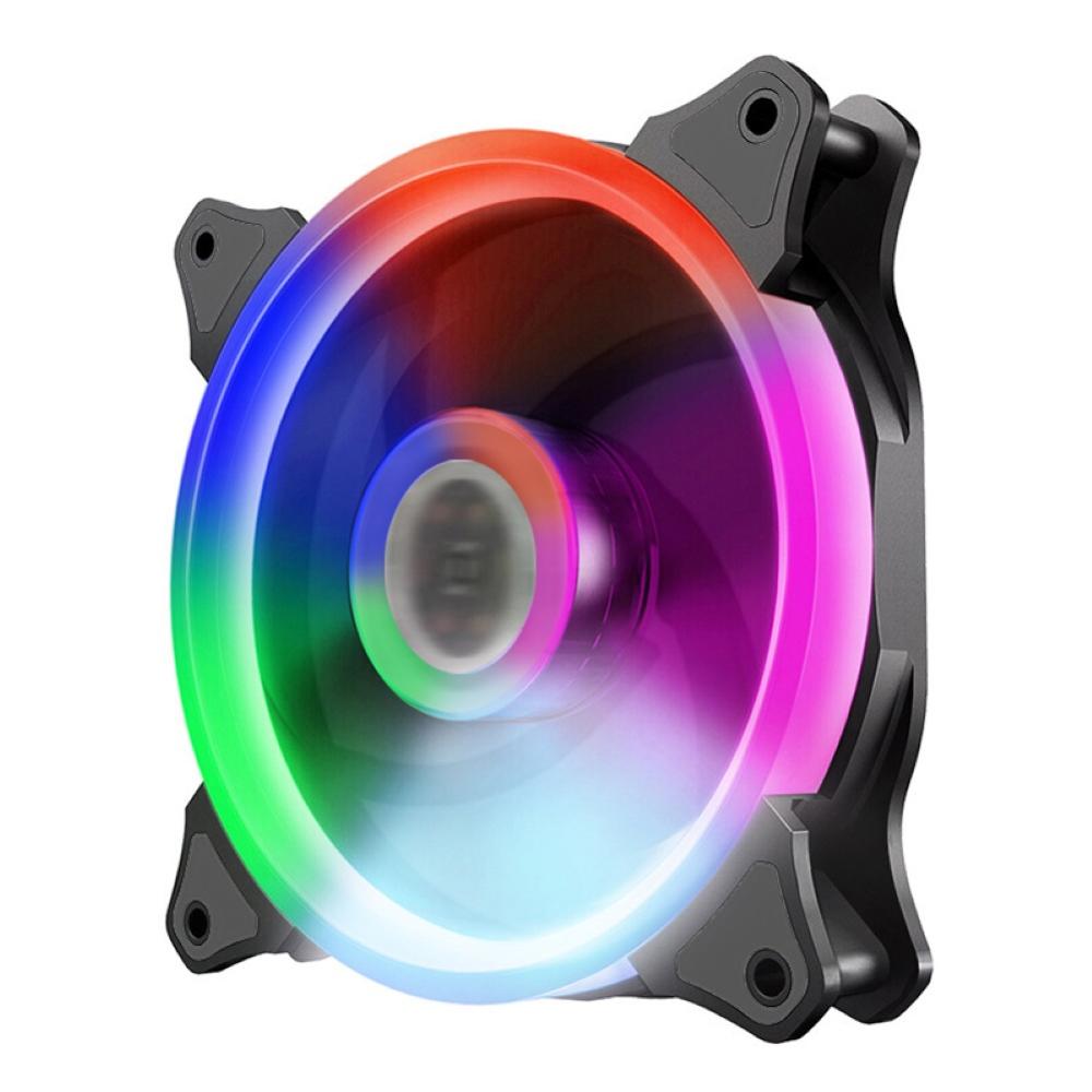 universell datamaskin vifte 120mm 15 ledet dobbel blenderåpning stille pc datamaskin tilfelle kjølevifte 120 x 120 x 25mm kjøligere væskebærende rgb vifter: Flerfarget