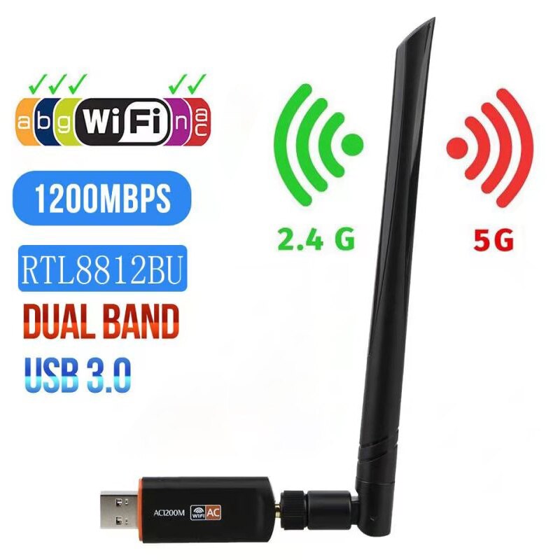 USB Antenna 5G Wifi Adapter 1200Mbps Dual Band Drive-Free USB Wifi Dongle Wireless Network Card For Desktop Laptop Windows MAC: 1200Mbps Model B