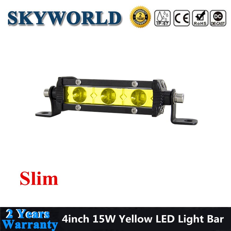 Yellow 4inch Slim LED Bar Offroad Single Row Mini Driving Light Bar For 4x4 Niva Lada Auto 4WD Extra Fog Lamp 12V 24V Spotlights