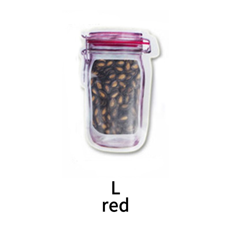 Zelfdichtende Kleine Zip Lock Voedsel Verpakking Zakken Mason Fles Home Storage Organisatie 5Pcs Vacuüm Verse Pvc Voedsel opbergtas: red L