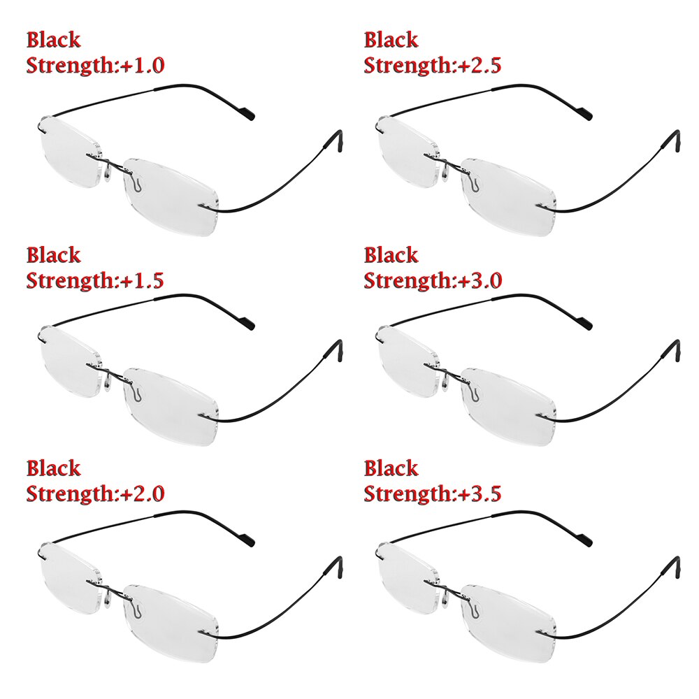 1PC Ultralight Titanium Rimless Rectangular Reading Glasses Spectacles Eyeglass