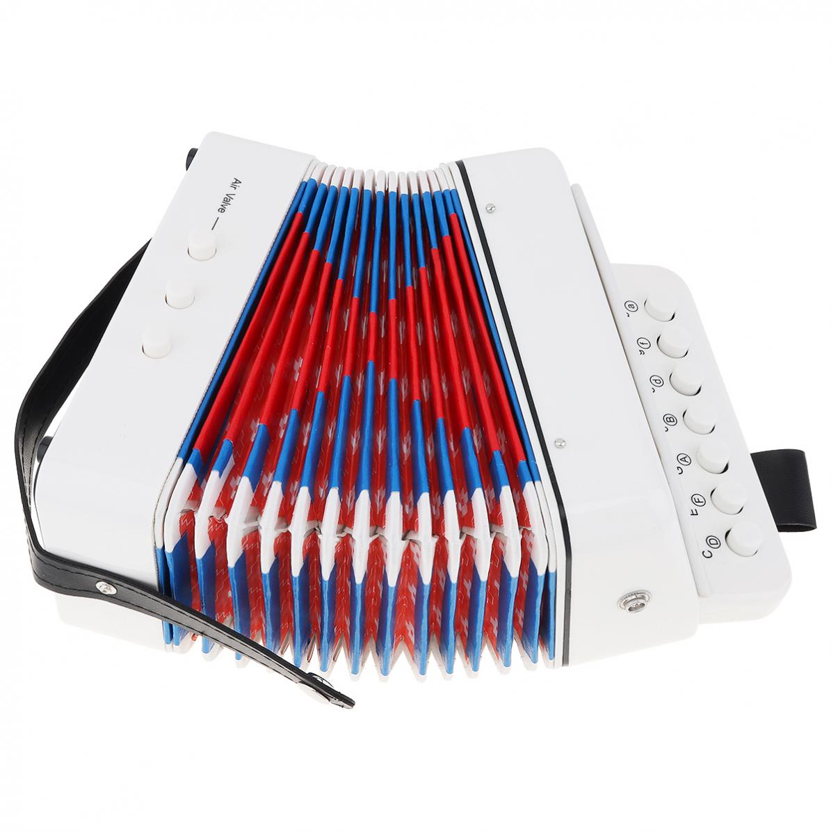 Accordion Mini Kids Accordion 7 Key 2 Bass Educational Children Beginner Music Instrument: white