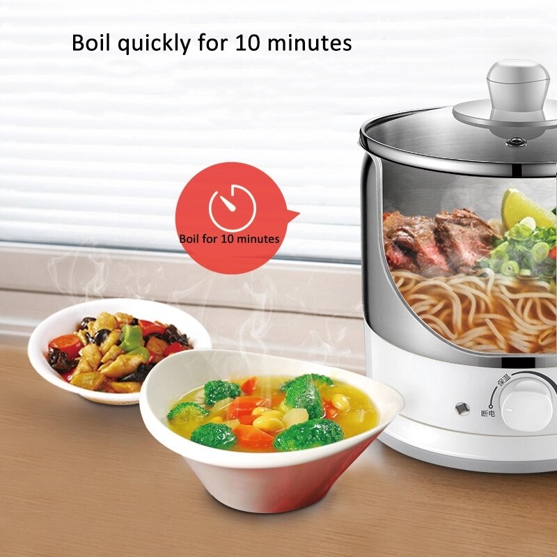 220V Multifunctionele Elektrische Kookplaat Rvs Mini Kookpan Keuken Multicooker Slaapzaal Elektrische Pot Koken Noedels