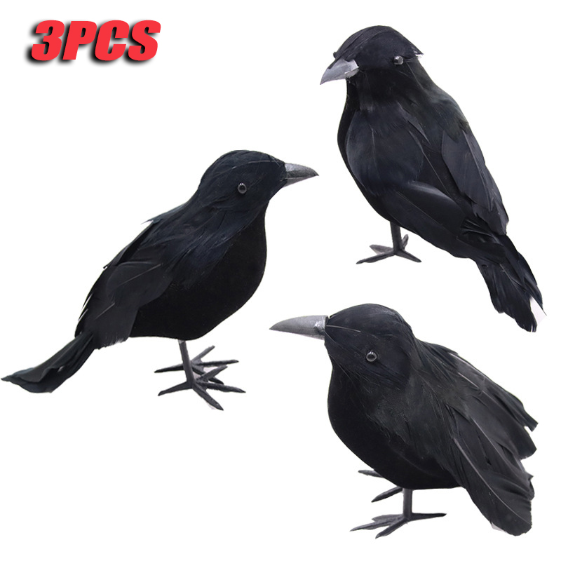 6 st svart fjäderkråka halloween-rekvisita hånlig kråka läskig fjäderdekoration rekvisita halloweenfest läskiga djur skräckrekvisita: Mintgrön