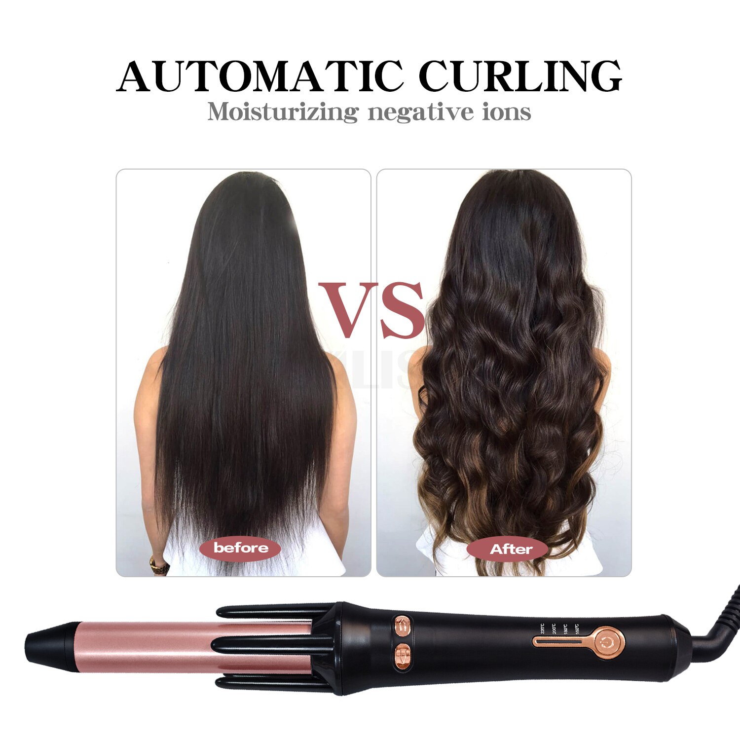 Bigoudi électrique rotatif pour cheveux, fer à friser automatique, ondulation de plage professionnelle, bigoudis