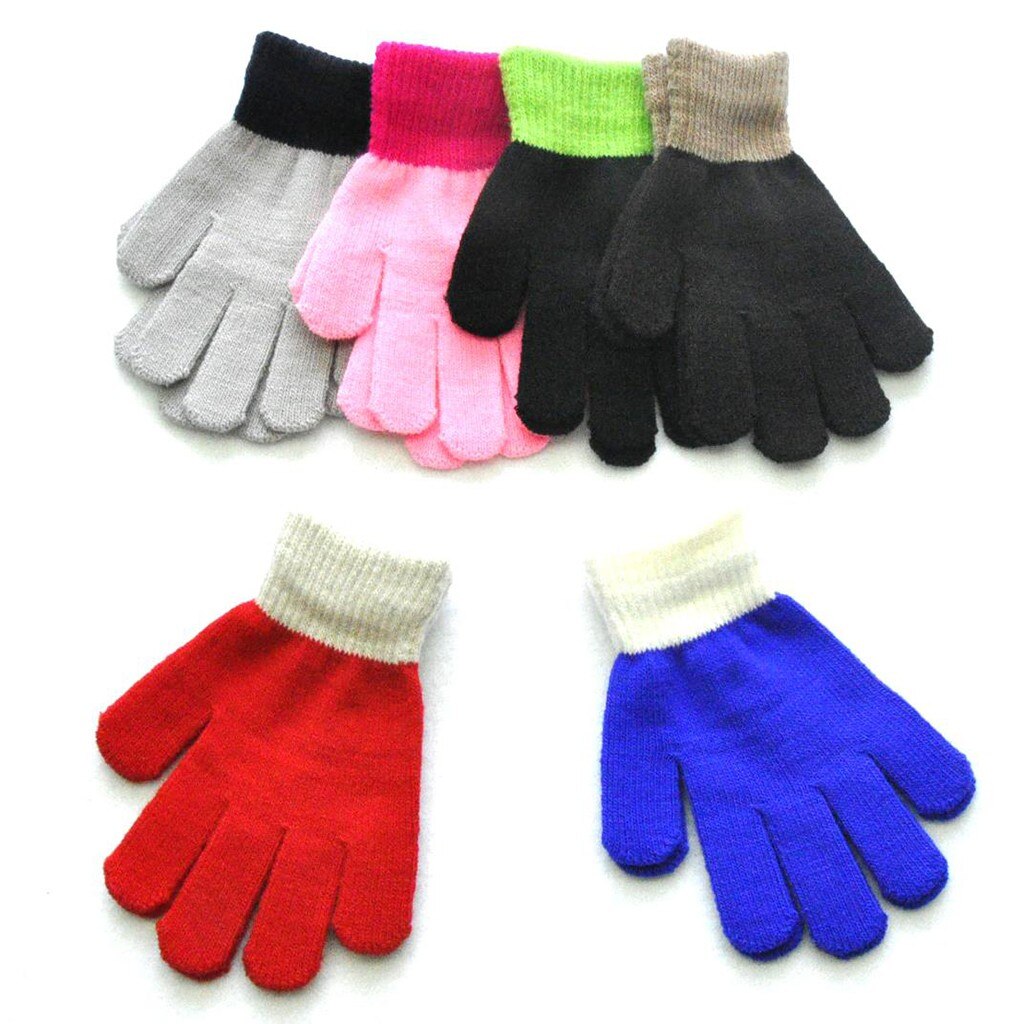 Guantes de invierno mágicos para niños, guantes de punto cálidos con dedos completos, coloridos, nuevos