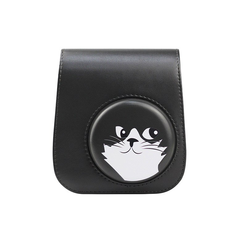 Für Fujifilm Instax Mini 11 9 8 transparent Kamera fallen Schutzhülle Tragen Tasche Abdeckung mit Schulter Gurt: Schwarz-Katze