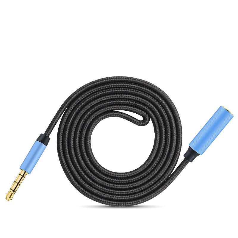 3,5 mm jack aux audio man-vrouw verlengkabel 4-polig met microfoon stereo compatibel voor pc hoofdtelefoon auto luidspreker microfoon: WIT / 3m