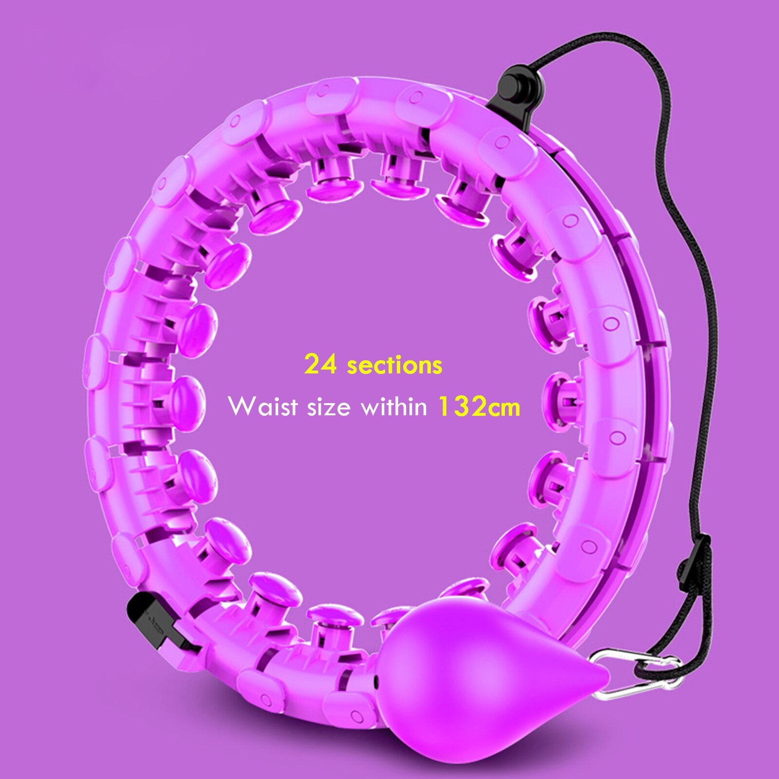 Smart Sport Gewogen Hoop Taille Training 24 Knopen Afneembare Massage Accessoires Voor Gym Thuis Fitness Vrouwen Gewichtsverlies Buik: Purple