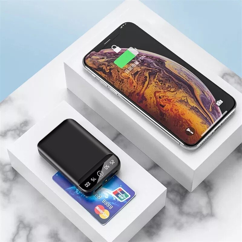 50000mAh Mini Power Bank Two-way Fast Charging Mirror Screen Digital Display External Battery for iPhone Samsung Huawei Xiaomi