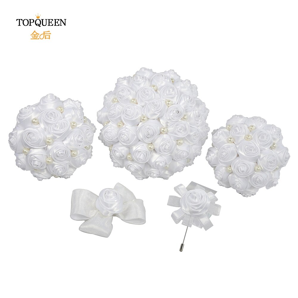 Topqueen F3-WT Bruiloft Decoratie Boeket Bruiden Boeket Bruiloft Bloemen Bruid Bloem Bruiloft Boeket Wit Coctailkleding