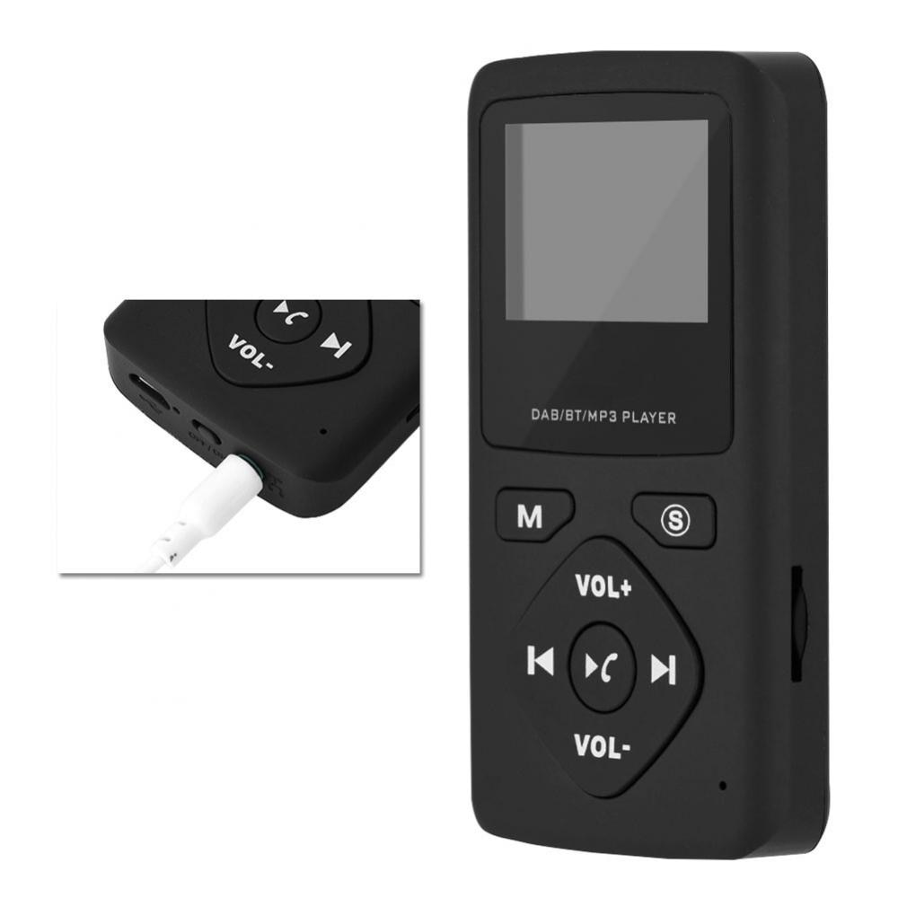 Mini bærbar dab/dab indendørs/udendørs radio+ lomme digital radiomodtager bluetooth  mp3 afspiller med hovedtelefoner