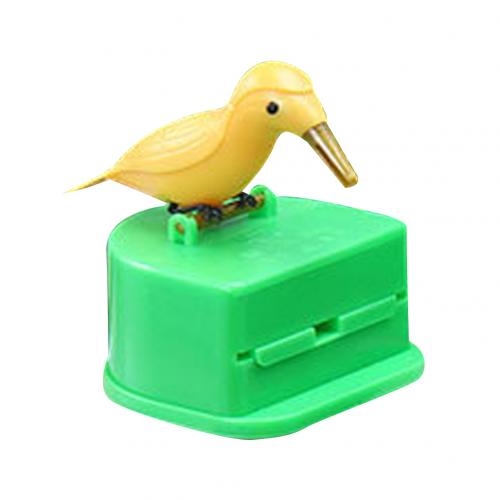 Sød fuglform tandstikkerholder beholder automatisk tandstikker dispenser bord tandstikker opbevaringsboks sag hjem gadget værktøjer: Grøn gul fugl 1