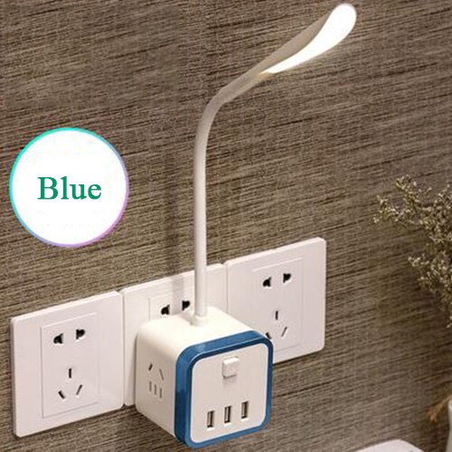 Multifunktionell mini led-lampa med usb-uttag för kontor hem sovsal studiebordslampa beröringslampa nattlampa för bebismatning: Blå