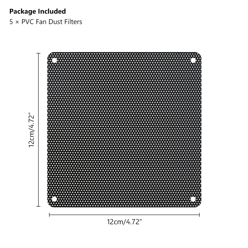 5Pcs 80Mm 90Mm 120Mm 140Mm Pvc Fan Stoffilter Zwart Wit Pc Stofdicht Case Cuttable computer Mesh Cover Computer Koeler Cover: 120MM black