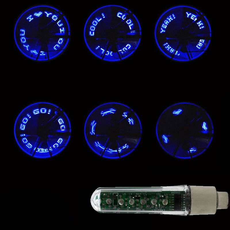 Double-side Bicycle Wheel Spoke LED Lights Lamps Cycle Tyre Tire Wheel Valve 7 LED Flash Light With Super Bright Letter LDE: Blue