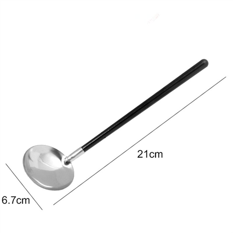 Houten handvat pot lepel Japanse stijl roestvrij stalen lepel houten handvat vergiet pollepel lepel pot soep lepel: Plastic handle spoon