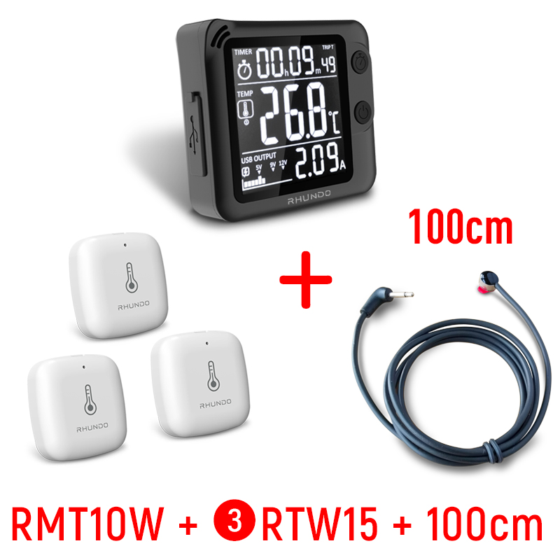 RHUNDO-termómetro Digital inalámbrico para coche, reloj de temperatura para exteriores, retroiluminación de tiempo, pantalla de visualización multifunción: Verde