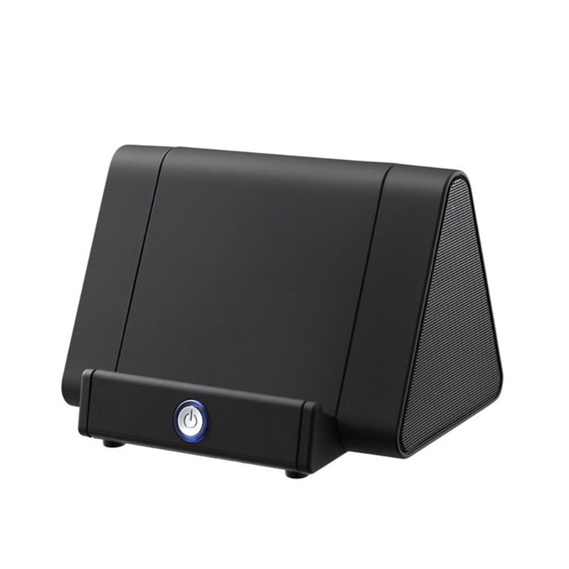 Portable Wireless Induction Speaker Auto-sensing Speakers Mobile Phone Stand Mini Sound Box Audio Sensors Super Bass Loudspeaker: Black