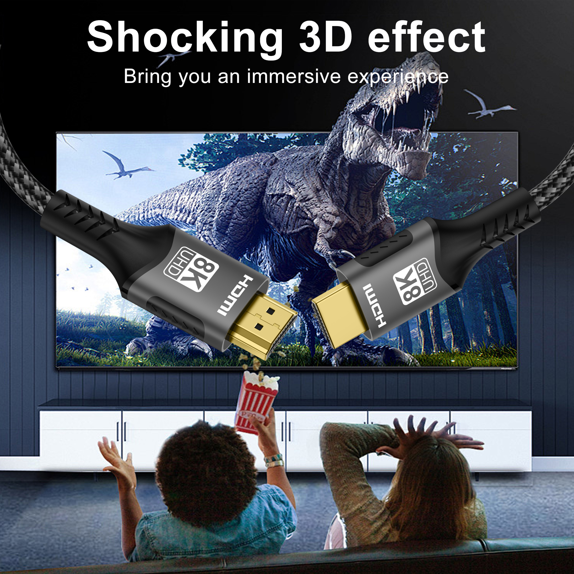 Kabel HDMI 2.1 Splitter 4K@120Hz 8K@60Hz 48Gbps Adapter do EARC ARC HDCP Ultra High Speed Video Cable PC Laptop Projektor HD TV