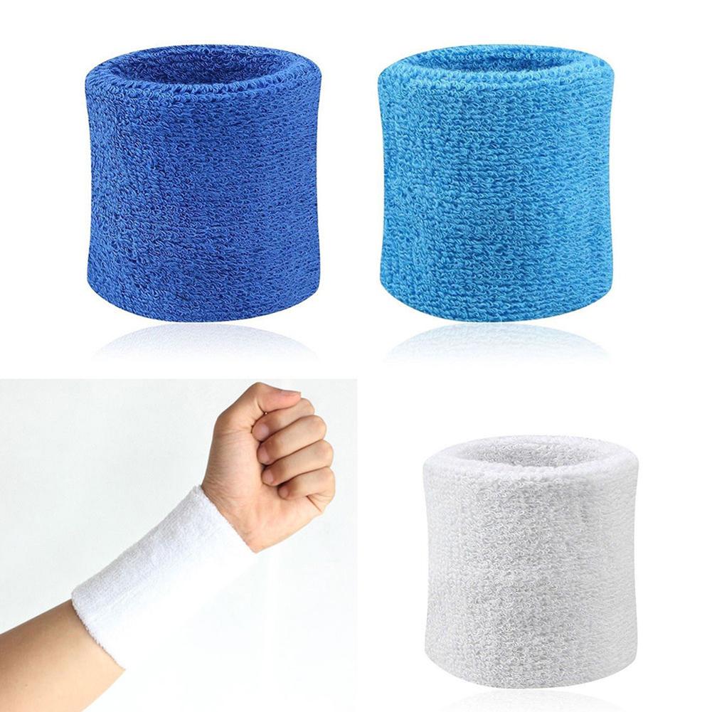 2PCS Colorful Cotton Unisex Sport Sweatband Wristband Wrist Protector Running Badminton Basketball Brace Sweat Band For Outdoor