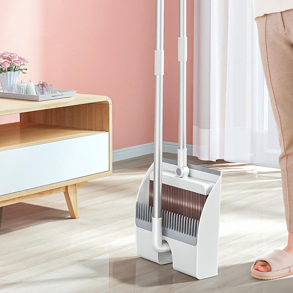Magnetic Dustpan Set Upright Standing Dust Pan With Extendable Broomstick Cleaning Brush Broom Dustpan Set For Home