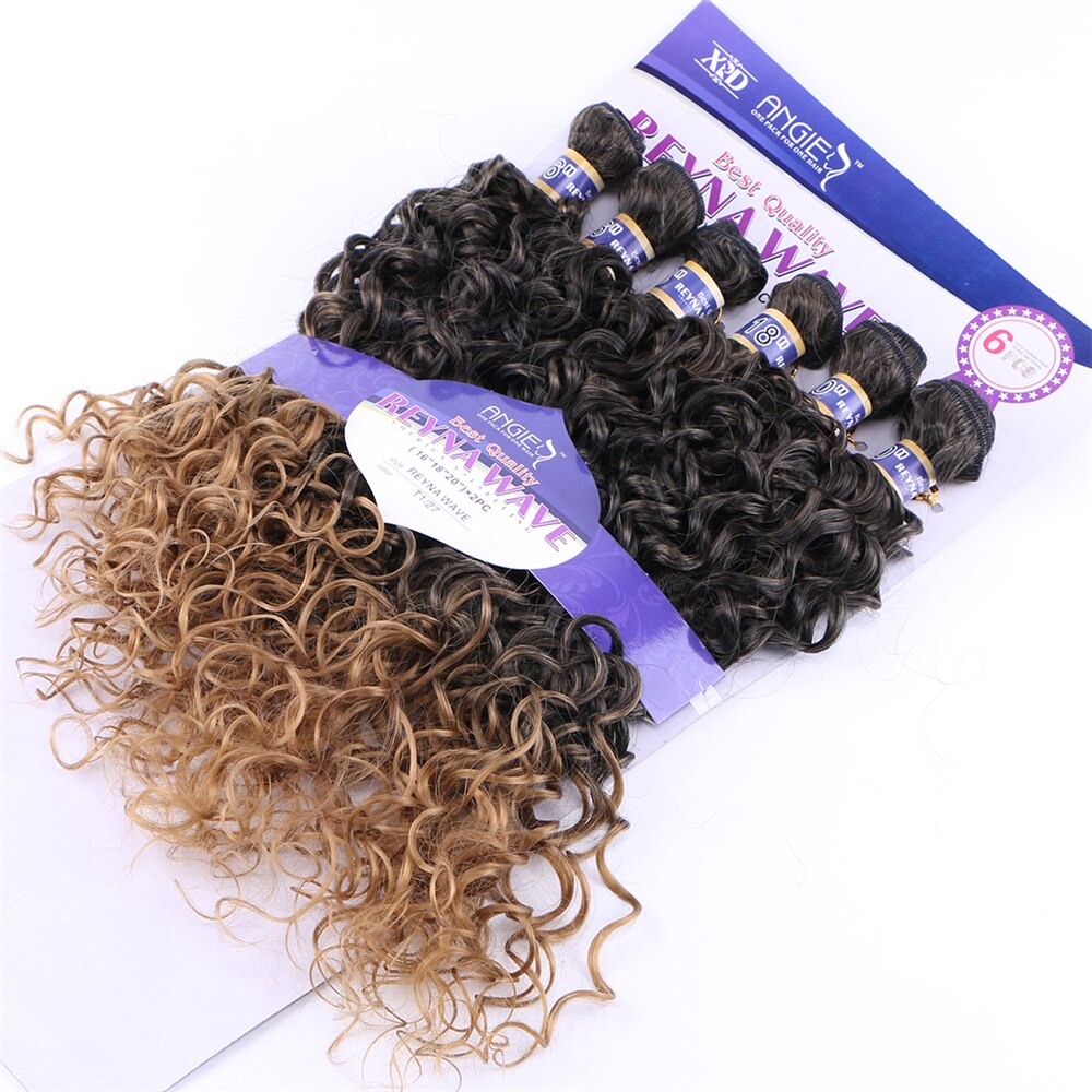 Reyna water wave hair bundle 6 pieces one set Synthetic hair extension tissage fiber hair weaving
